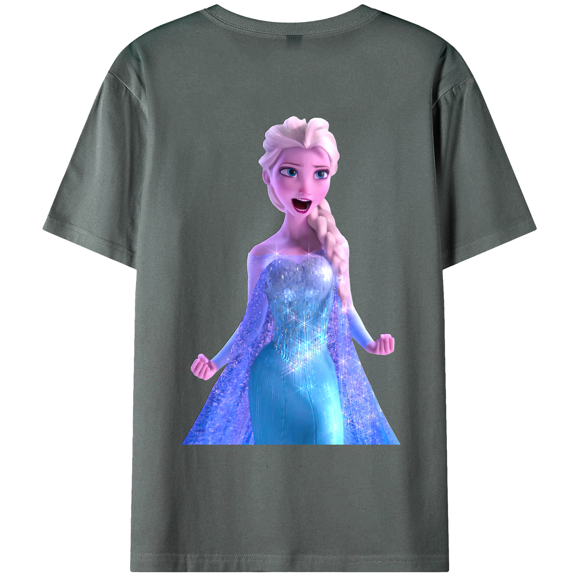 （画像用） アナと雪の女王 アンナ エルサ Frozen Anna Elsa 綿100％ メンズ半袖Tシャツ（バックプリント） 通気性